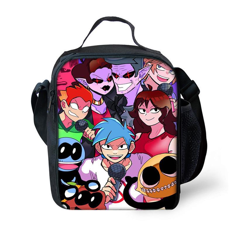 Funkin Night Friday Fnf Lunch Bags Thermal School Handbag For Kids Single Strap