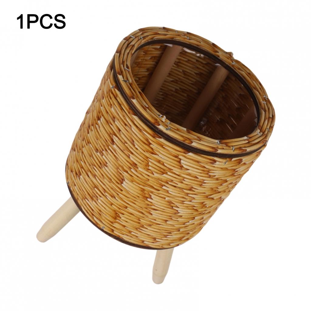 Desktop Plant Storage Indoor Rattan Flower Stand Triangular Bracket