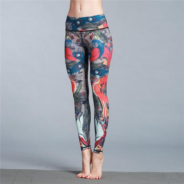 New printed yoga nine-point pants quick-drying outdoor running fitness pants sports tight elastic pants women