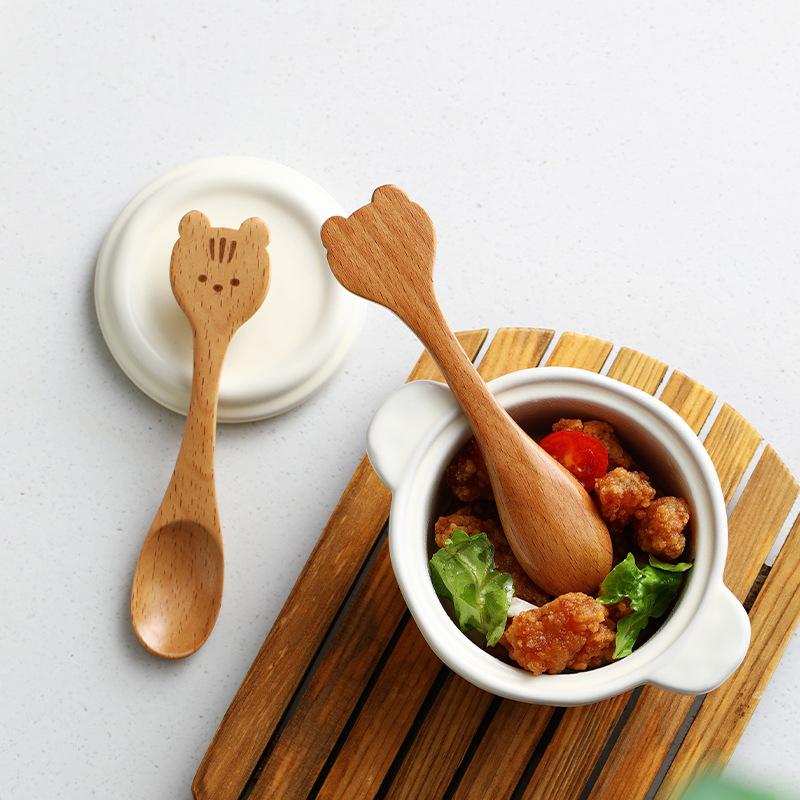 Kreativer hölzerner Cartoon-Löffel Kleiner Holzlöffel Honiglöffel Glatter hölzerner Teelöffel Kaffee Ovaler Holzlöffel