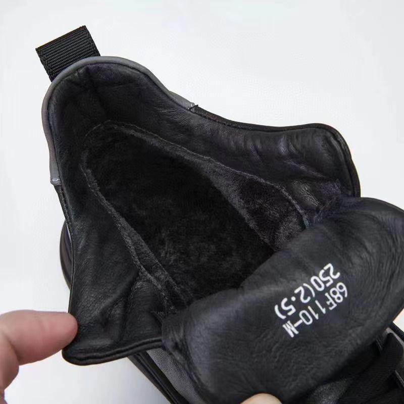 Genuine velvet warm cotton shoes medium top men's shoes winter new leather casual leather shoes high top board shoes