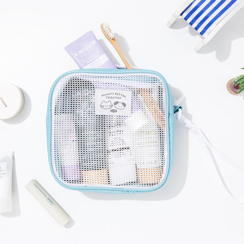 Сетчатая многокарманная сумка небесно-голубая (37003304)