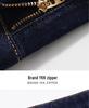 Clearance: Women's Deep Blue High-Waisted Slim-Fit Straight Leg Jeans with Rolled Hem