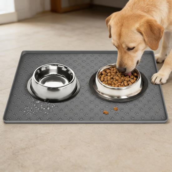 Cat Food Mat Silicone Pet Feeding Bowl Mat Non-Skid Waterproof Pet Placemat for Cats Dogs Food Dish Water Bowl