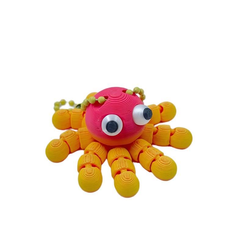 

1/4pcs 3D Printed Octopus Movable Joint Rotatable Articulated Key Chain Pendant Office Desktop Ornament Adults Kid Toy Crafts красный