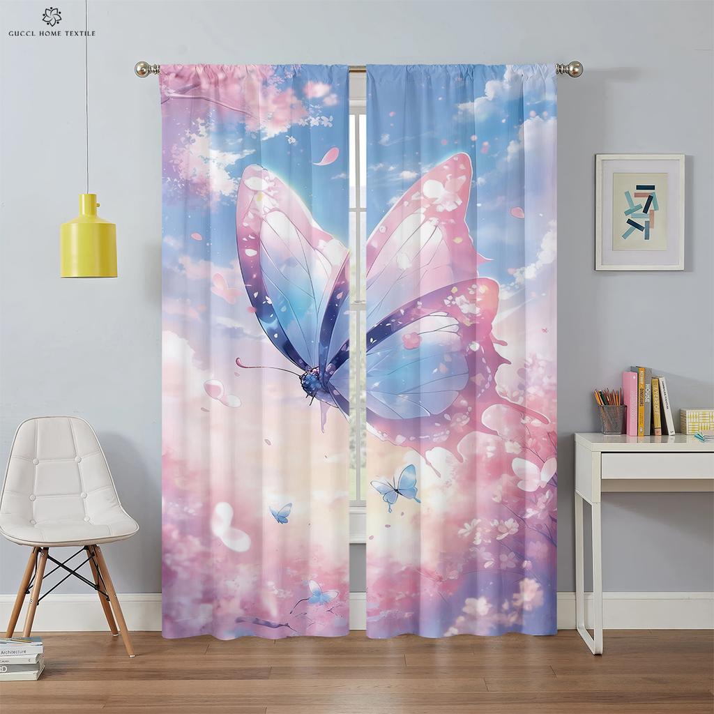 Cartoon Rainbow Fantasy Unicorn Drapes for Children, Suitable for Bedroom, Living Room, Balcony, Kitchen,  High Quality