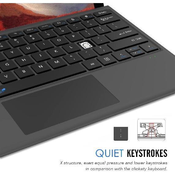 Arteck Microsoft Surface Pro Type Cover, Ultra-Slim Portable Bluetooth Wireless Keyboard with Touchpad Built-in Rechargeable Battery