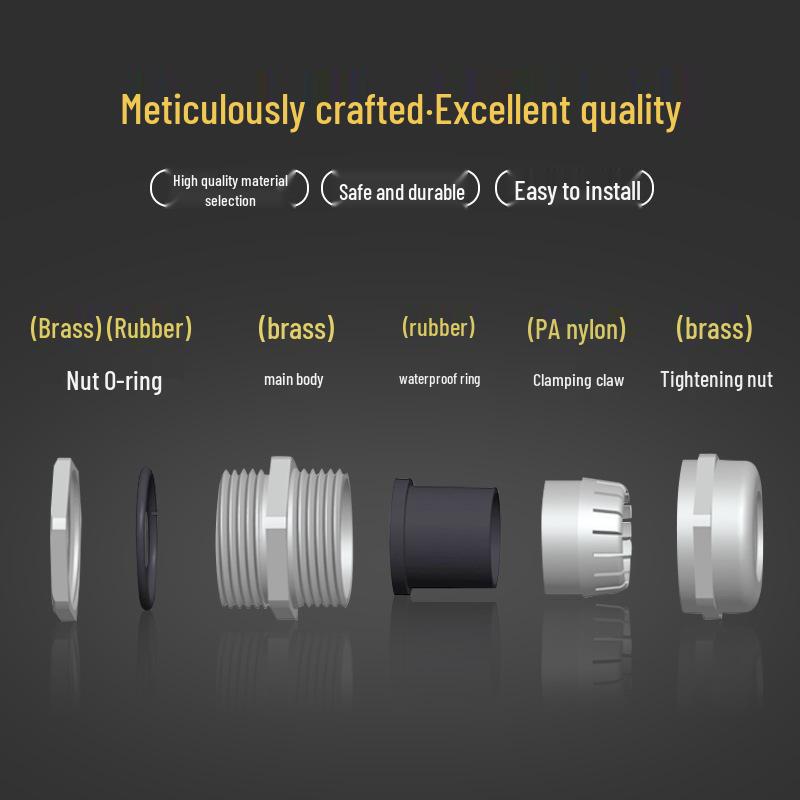 Waterproof Metal Wire Cable Connector with Lock Nut Gland, PG Sealing, M18/M12 Entry Hole.