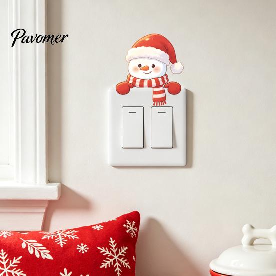 Snowman Wall Sticker Christmas Switch Stickers, PVC Waterproof Light Decals for Square Power Switches & Indoor Accessory Socket Panels, Removable Art