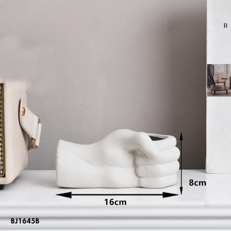 Ceramic White Hand Vase Nordic Style Home Office Decor Creative Plant Flower Vase Floral Composition Living Room Ornament Gift