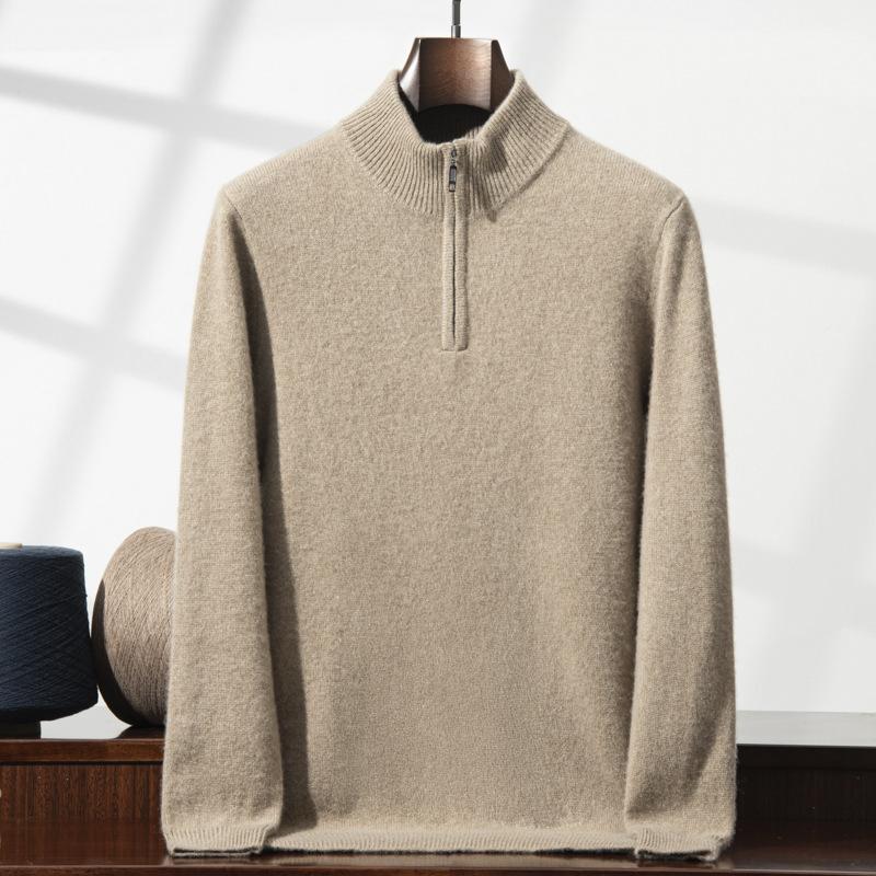 New versatile cashmere shirt knitted half zipper half turtleneck outer with warm and skin-friendly sweater
