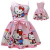 Ärmelloses Kleid mit Hello Kitty Cartoon-Print und Rüschendetails für das Frühlings-Verkleiden