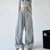 Women Elastic Waist Baggy Wide Leg Sweatpants With Drawstring