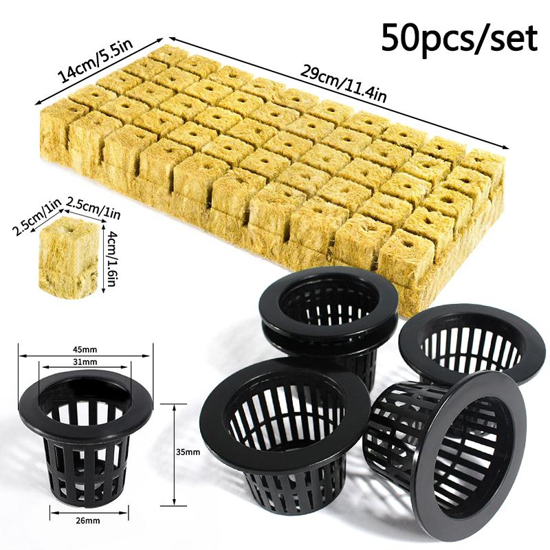 50PCS Hydroponic Planting Basket Mesh Net Sponge Fixator Container Aeroponic Veg Planter Plant Vegetable Growing Nursery Cup Pot