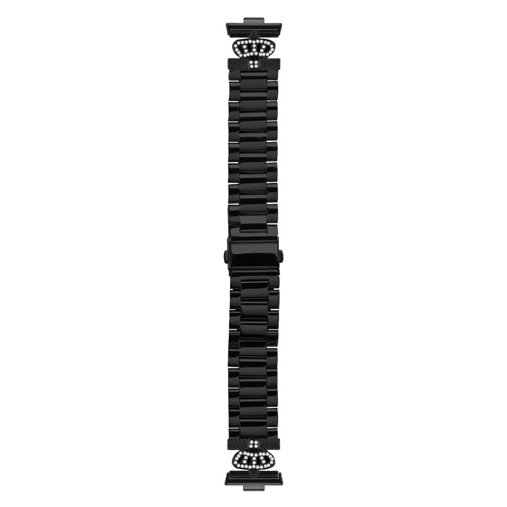For Huawei Watch Fit 3 Stainless Steel Strap Crown Shape Rhinestone Decor Watch Band