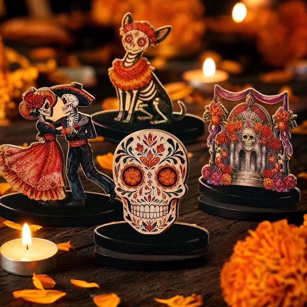 Holz tanzendes Paar Tischdekoration - Mexikanischer los Muertos