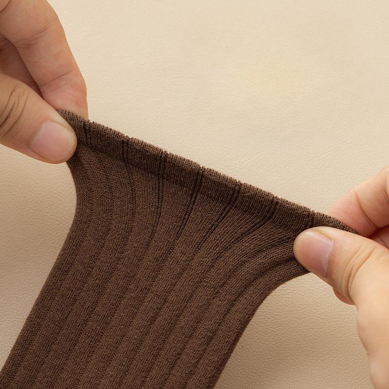 Women's Winter Cotton Socks for Warmth, Wide-mouthed Milk Tea Solid Color Women's Socks, Combed Cotton High-top Cotton Socks