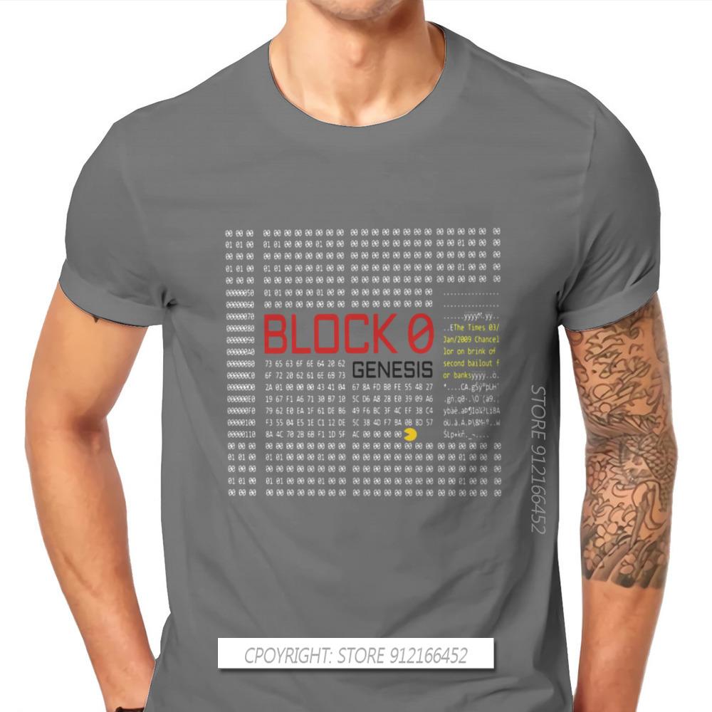 First Block Bitcoin Blockchain Technology Man's TShirt Dogecoin Cryptocurrency Miners Meme T Shirt Gifts