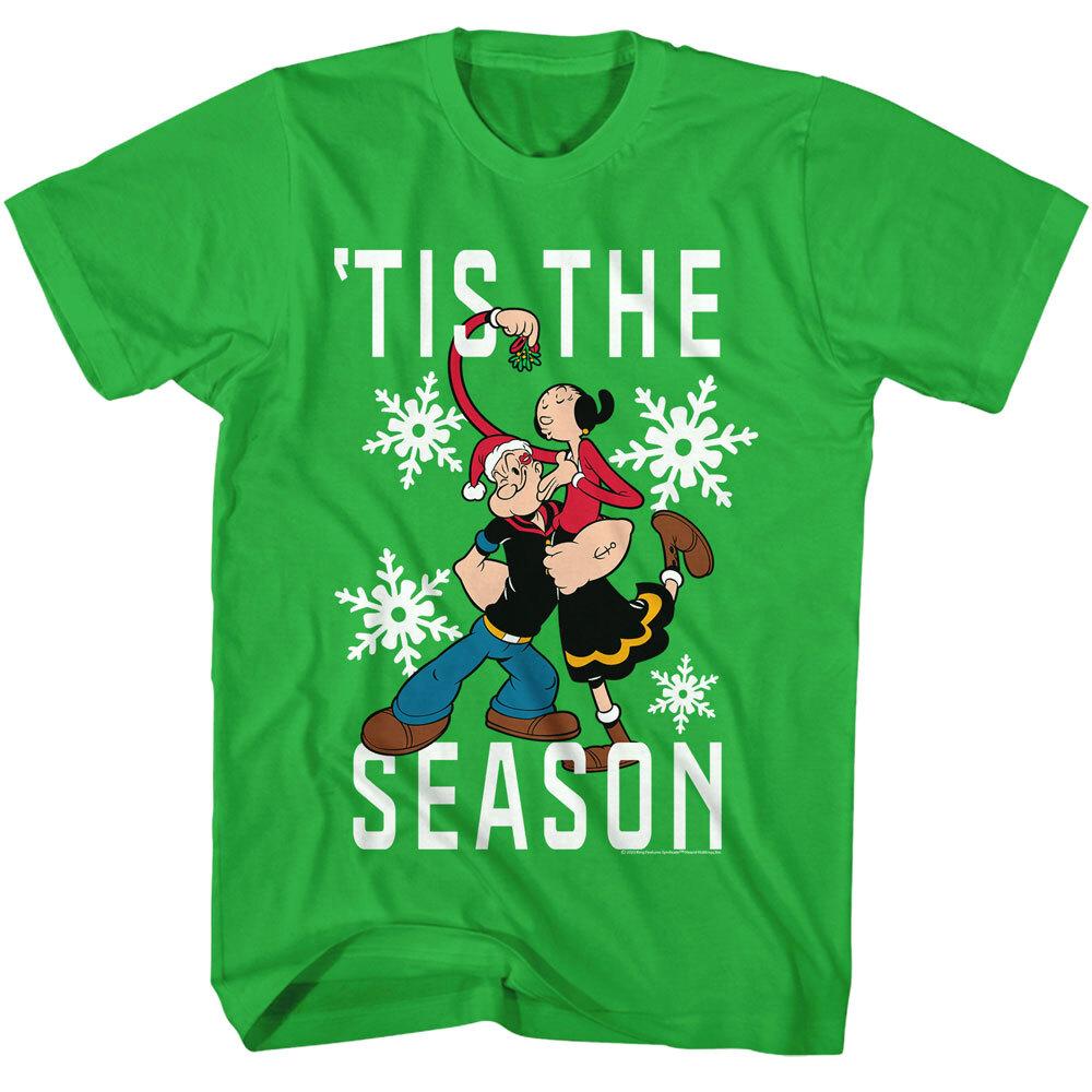 Popeye Tis The Season for Mistletoe Men T Shirt Christmas Sailorman Olive Oyl S