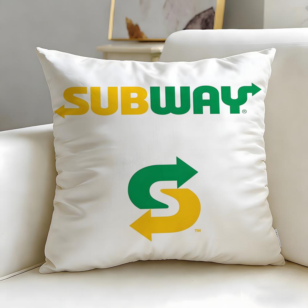 Classic Restaurant Brand Subway Cushion Cover Soft EasyWash Pillow Case Versatile for Couch Bed Travel and Office