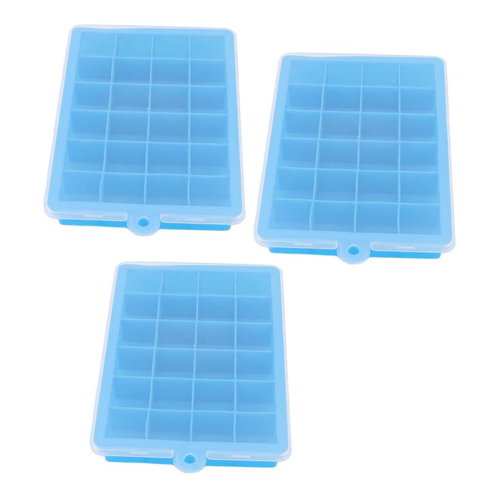 3 Stück Eiswürfelform Wiederverwendbar 24 Fächer Eiswürfelform mit Abnehmbarem Deckel Leichtes Entformen Silikon Eiswürfelbereiter für