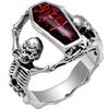 Punk Retro CopperColor Skull Vampire Bat Blood-red Zircon Rings for Men Women Gothic Halloween Party Jewelry Accessories Gifts