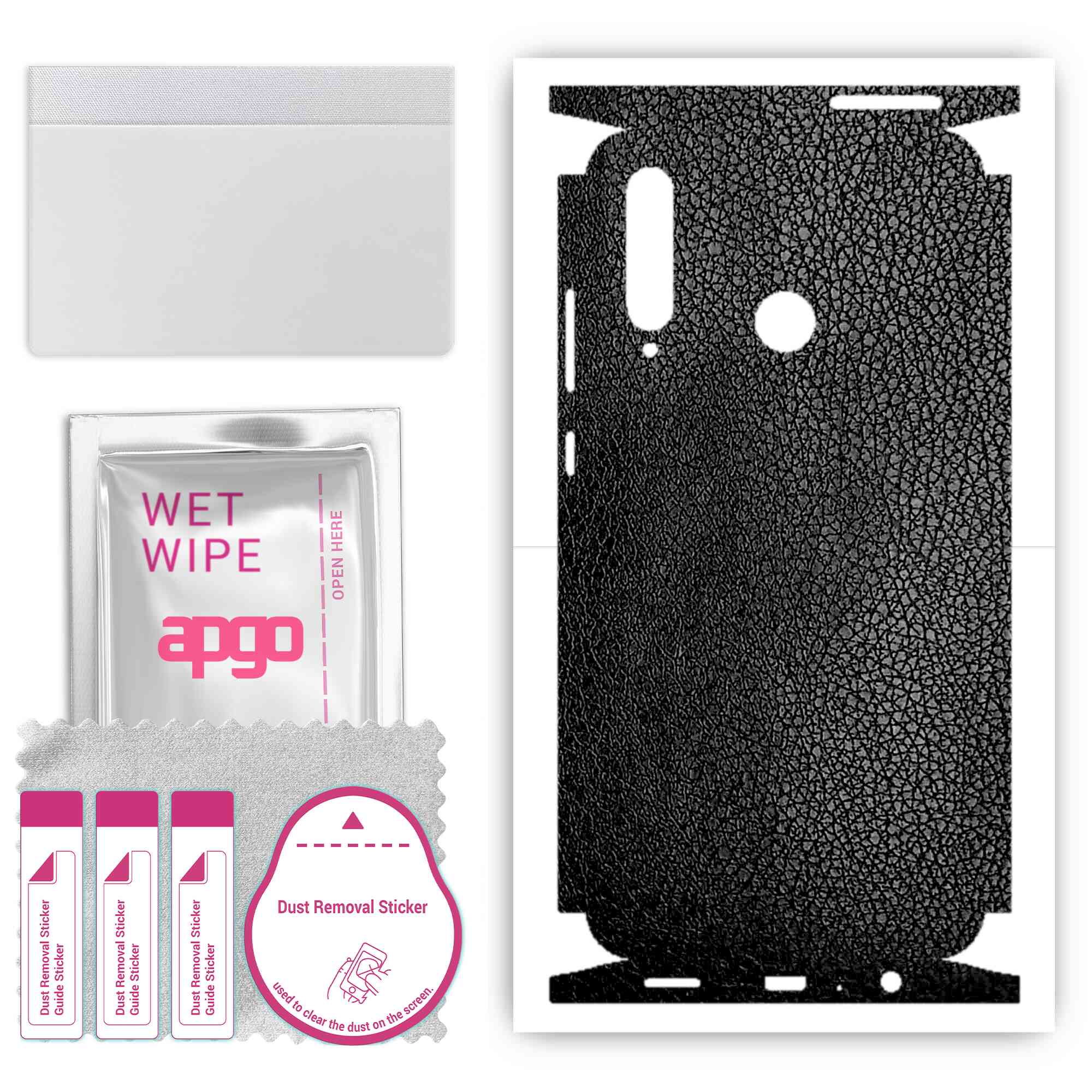 

apgo Protective Skin Sticker for the back+sides compatible with Honor 20i, Full Wrap Film, Foil, Vinyl - Pattern Black Leather