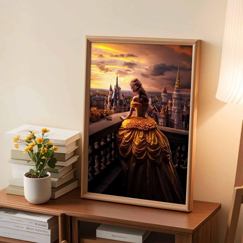 5D DIY Diamond Art Painting Kits for Adults, The Princess Looking Down Full Round Crystal Diamond Kits for Beginner for Home Wall Decorate