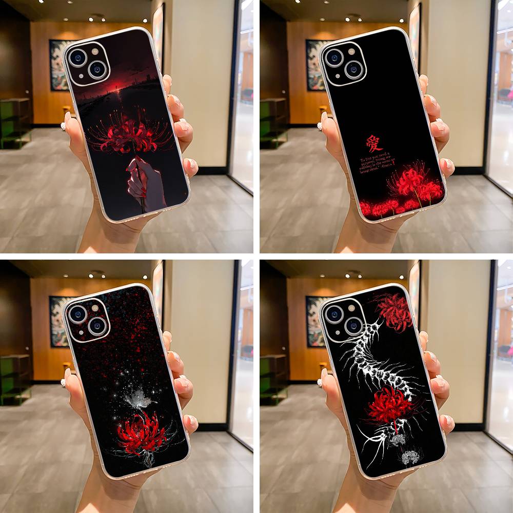 Tokyo-Red Spider Lily-Ghoul Phone Case For iPhone17,16,15,14,13,12,11 ,Pro Max,16/15/14 Plus XS Soft Silicone Transparent Cover