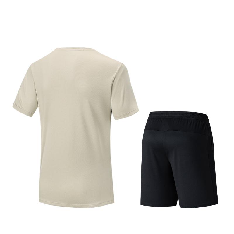 Anta Plain Round Neck Comfortable Breathable Versatile Short Sleeve T-Shirt And Mid Waist Shorts Casual Sports Set Men sets 952527202-4