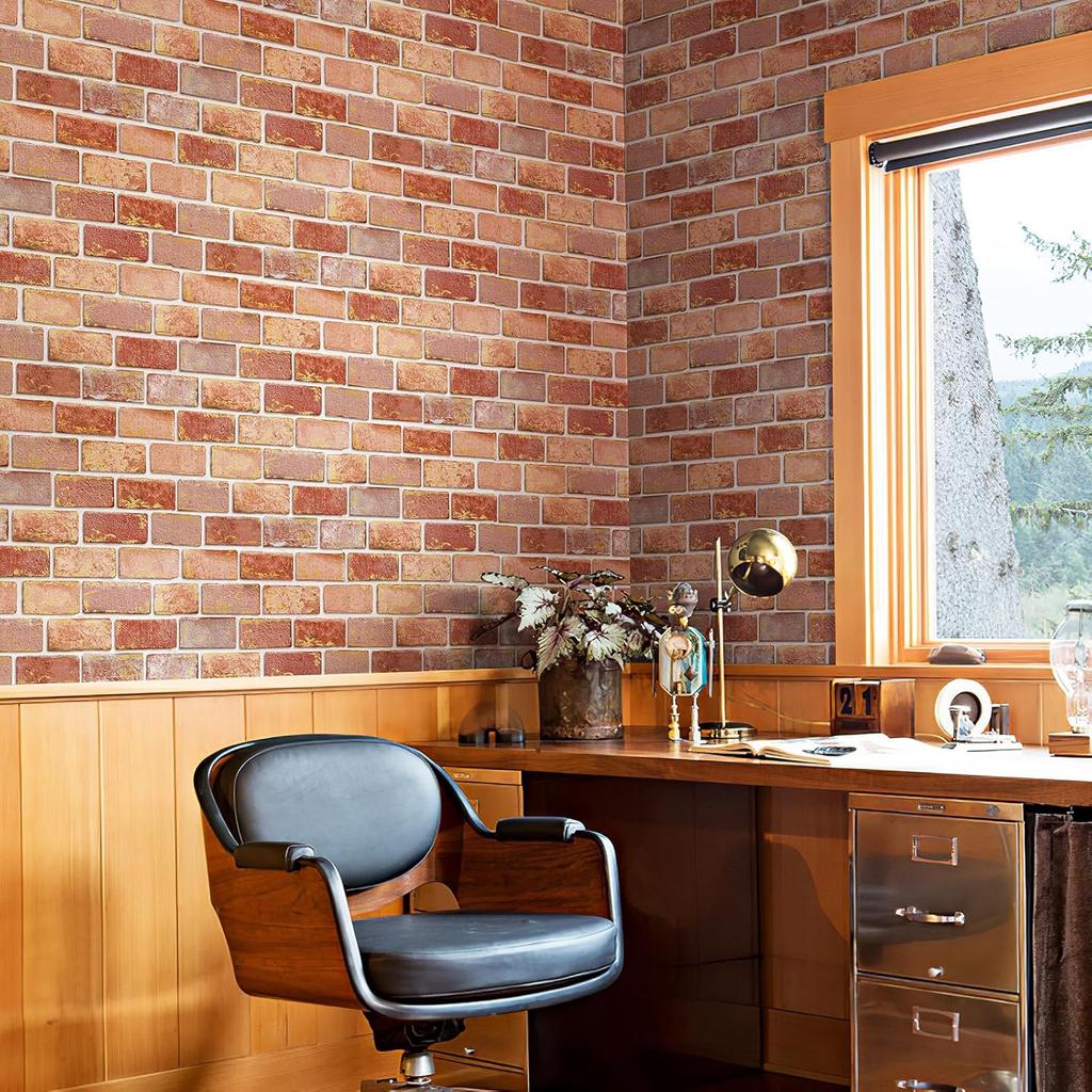 Czerwona Cegła Samoprzylepna Tapeta Vintage Cegła Teksturowana Samoprzylepna Tapeta Zdejmowalny Papier Kontaktowy do Kuchni Sypialni