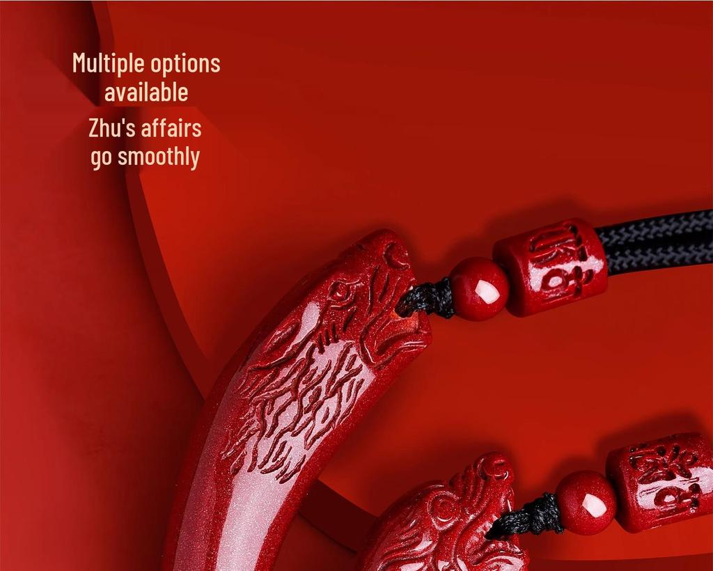 Putuoshan Cinnabar Wolf Tooth Pendant Necklace - Safety Amulet Gift for Women, Men, or Boyfriend