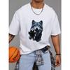 Wolf Graphic T Shirt White Wolf Paw Print Design for Casual Wear