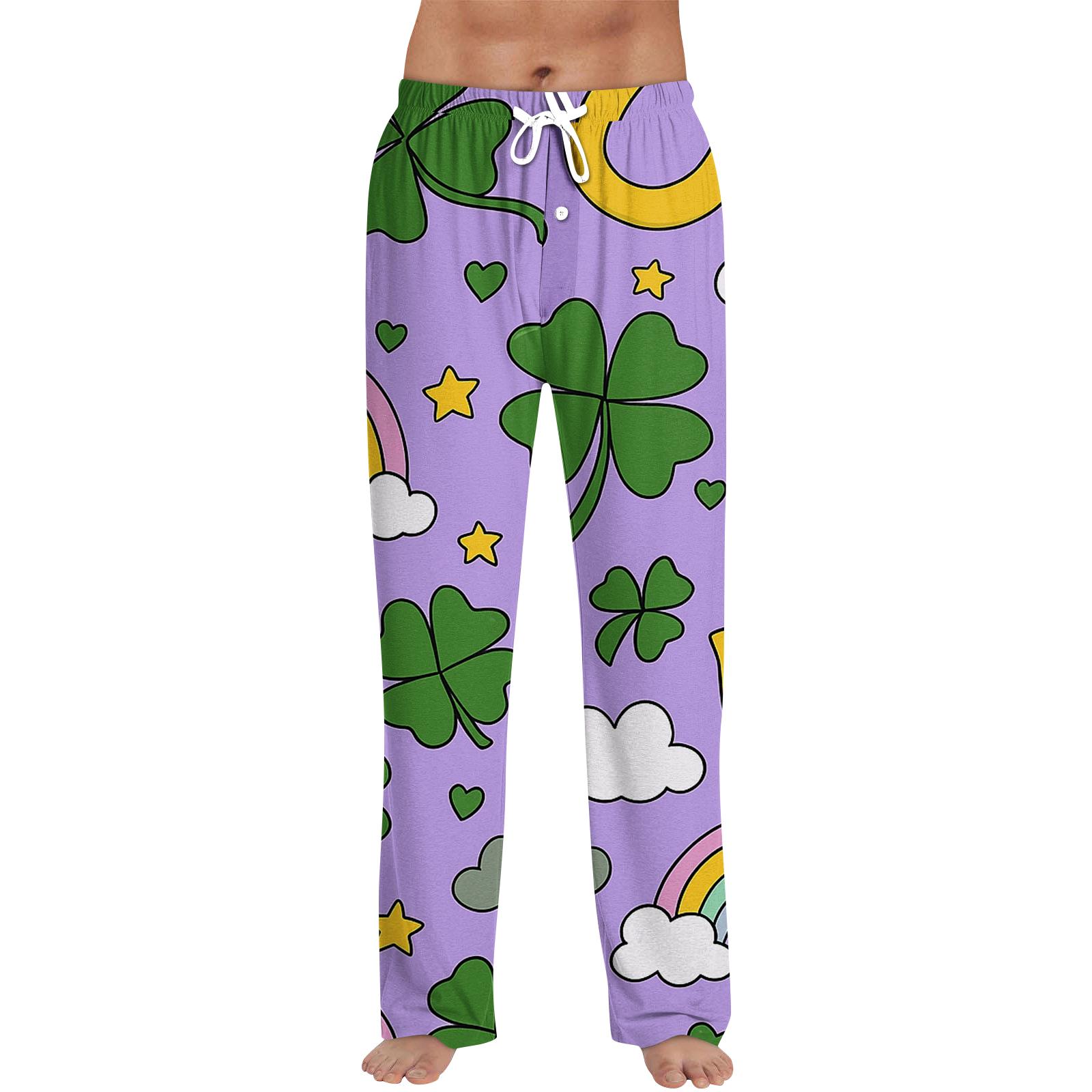 

Мужские длинные брюки на кулиске с принтом, повседневная пижама XL фиолетовый