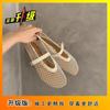 Round Head One-word Buckle with Mary Jane Single Shoes Ballet Shoes Mesh Flat Bottom Hollow Fishing Net Shoes Sandals