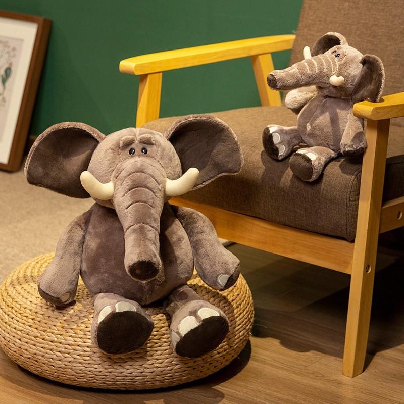 Plush Cute Elephant Doll With Pp Cotton Filling For Kids Bedroom Decoration