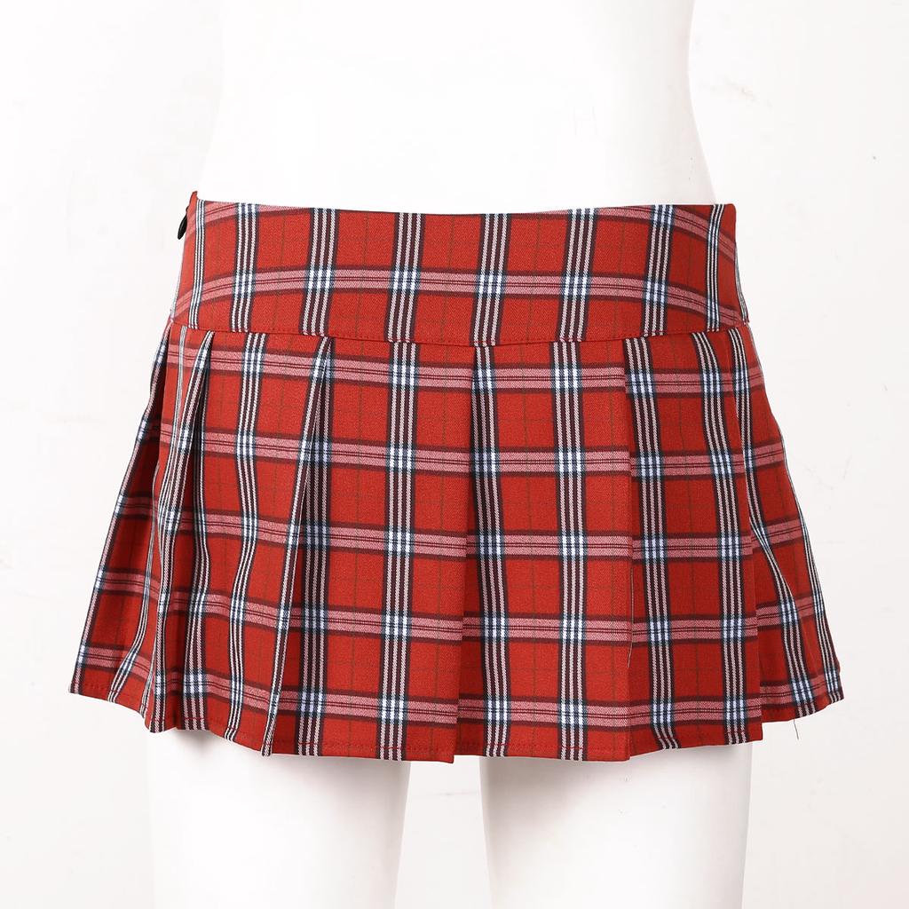 Women's Schoolgirls Plaid Uniforms High Waist Pleated Mini Shorts Skirts Cosplay Costume
