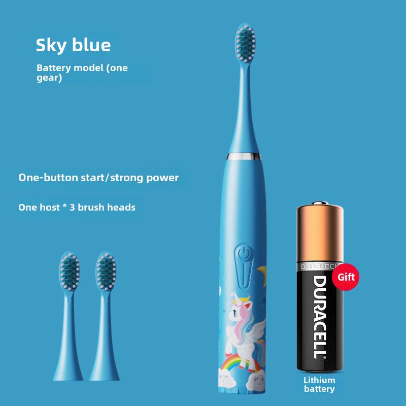 Waterproof Ultrasonic Kids' Electric Toothbrush - Cute Cartoon Design, Soft Bristles, IP7 Rated, Perfect Gift
