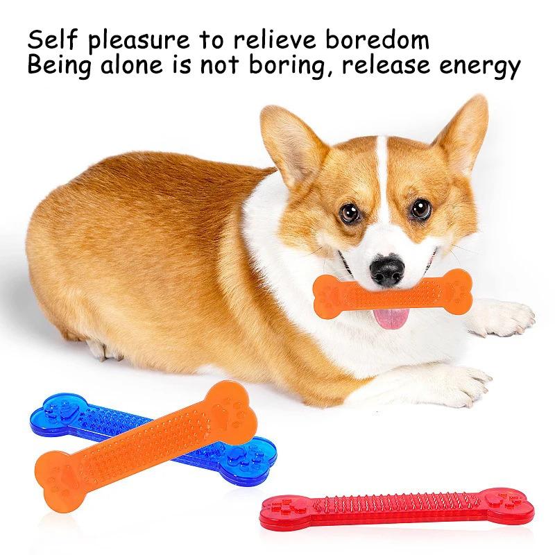 Indestructible Dog Chew Toys for Aggressive Chewers Heavy Duty Rubber Bone Puppy Teething Toy with Toothbrush Function