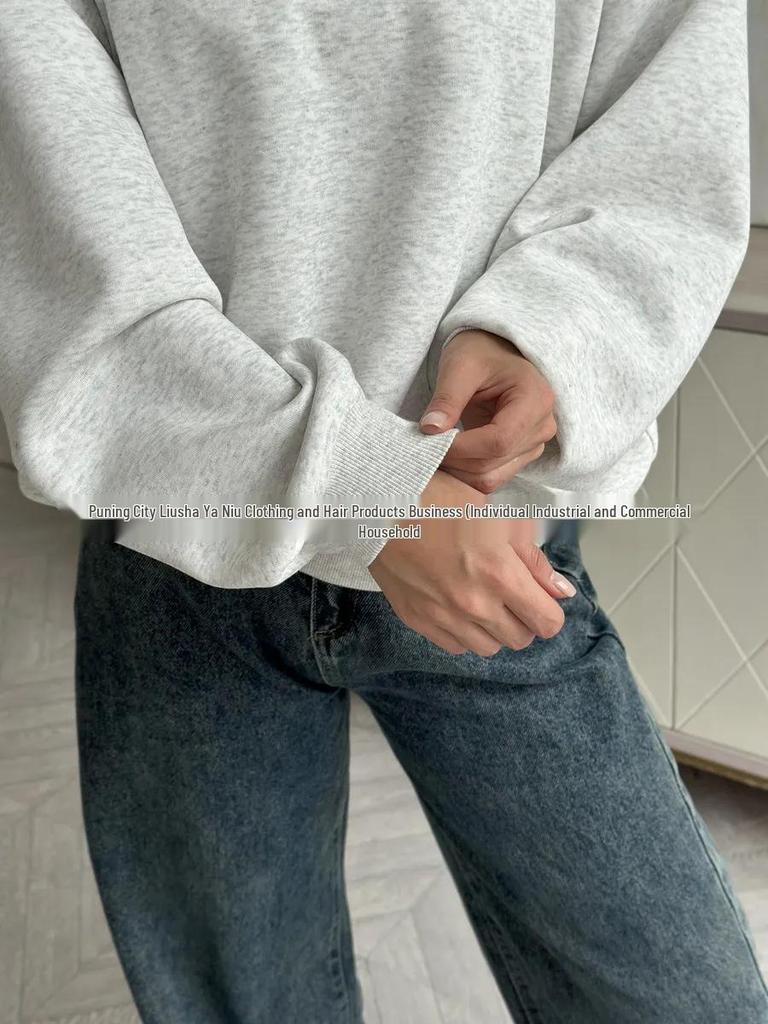 Women's Fashionable Solid Color Half-Zip Pullover Hoodie