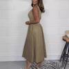 2026 Summer Women's High-End Waist-Cinched Casual Dress - Hot Selling Solid Color Skirt
