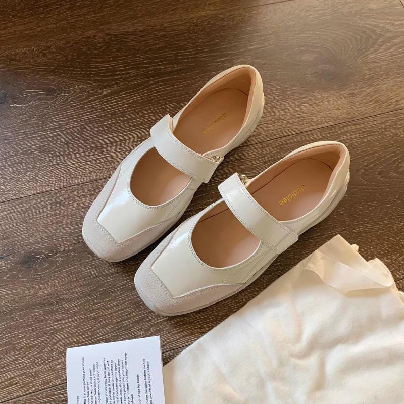 

Обувь Ленивая Липучка Кожа Мягкая Функциональная Ветрозащитная Плоская Подошва Мэри Джейн Одинарная Обувь 40 белый