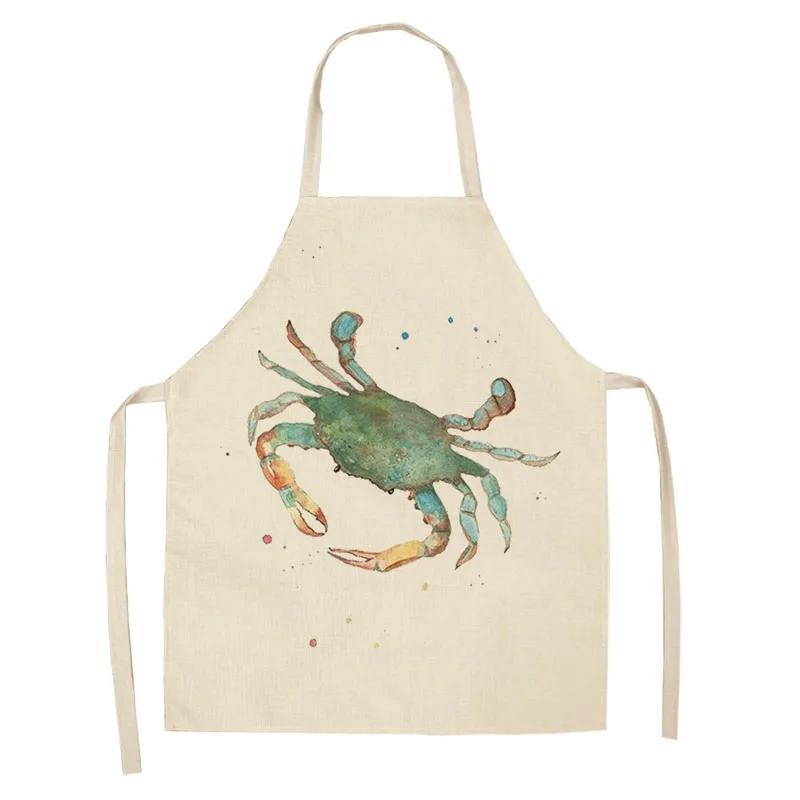 Ocean Animal Whale Jellyfish Pattern Cleaning Aprons Home Cooking Apron Cooking Linen Bibs Waist Baking Kitchen Aprons Delantal