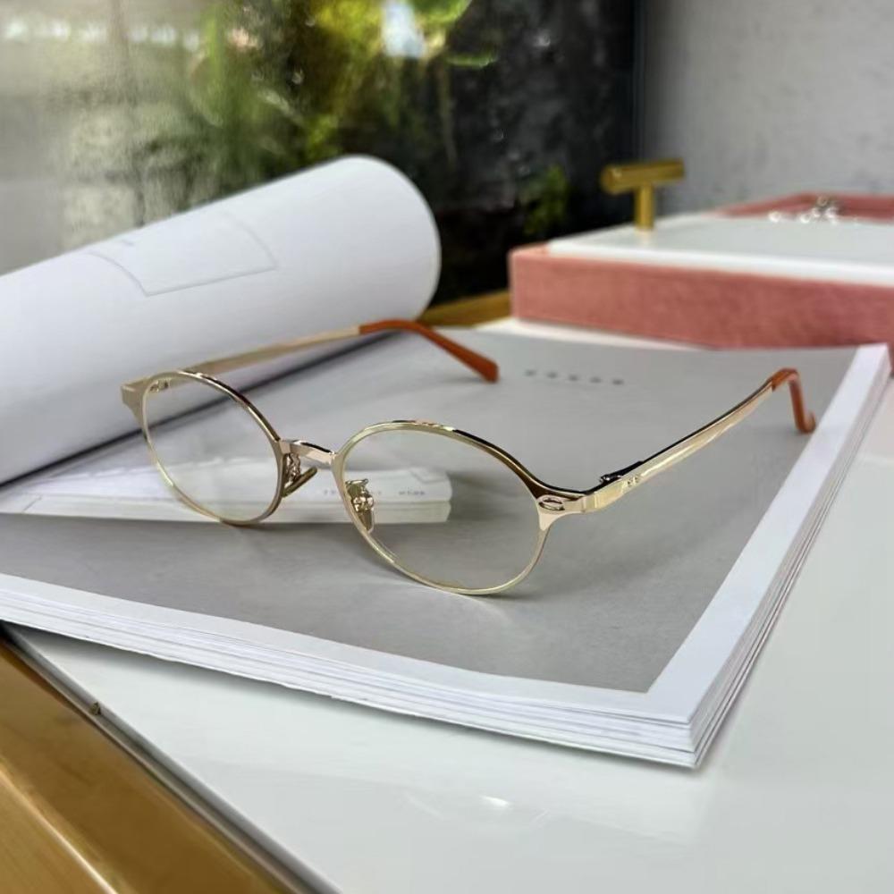Retro Metal Oval Glasses Transparent Blocking Glasses Vintage Optical Spectacle Eyeglass  Daily