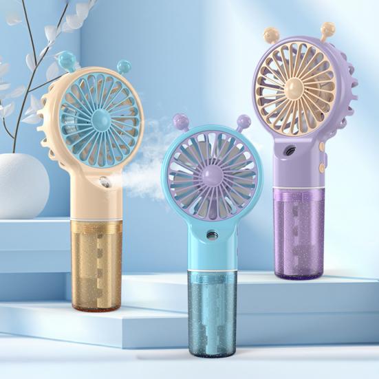 Spray Fan Cartoon Snail Design Silent Motor Mini Handheld Tabletop Fan with Water Mist Cooling USB Rechargeable Handheld