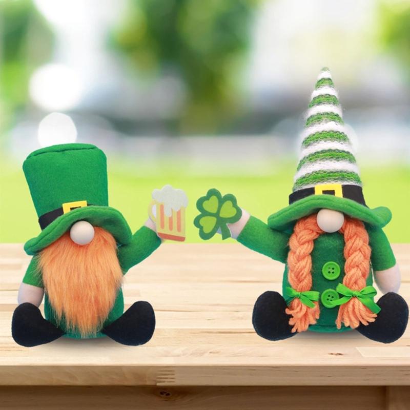 Faceless Gnome Doll Scandinavian Felt Dwarfs Doll for StPatricks Day Home Tabletop Decoration Carnival Party Props Doll