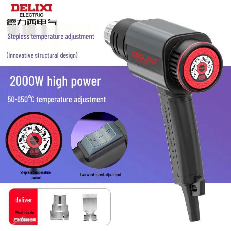 DELIXI High Power Industrial Heat Gun CN Plug (adapter Included)