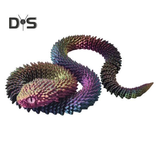3D Printed Snake Toy Articulated Viper Figurine Fidget Snake Toy Collectible Snake Model with Flexible Joints for Home Office Desk Decor