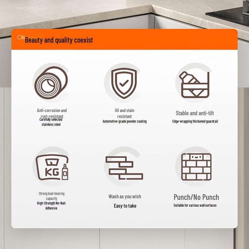 Wall-mounted Stainless Steel Kitchen Storage Rack