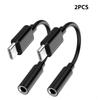 2/4PCS USB-C Type-C to 3.5mm Black Audio earphone adapters USB Type-C to 3.5mm female headphone jack adapter 3